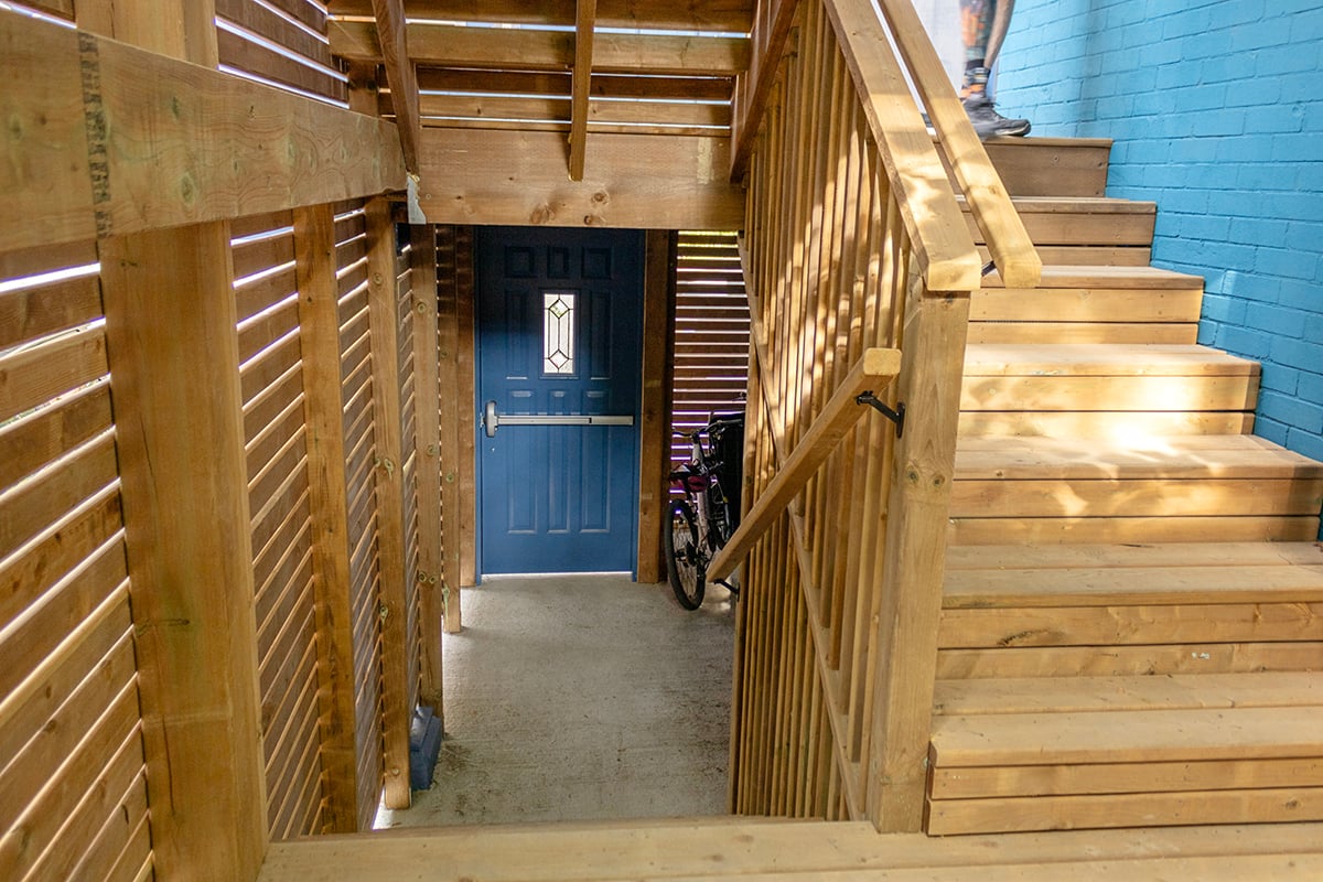 Toronto Shipping Container Addition Wooden Stairs