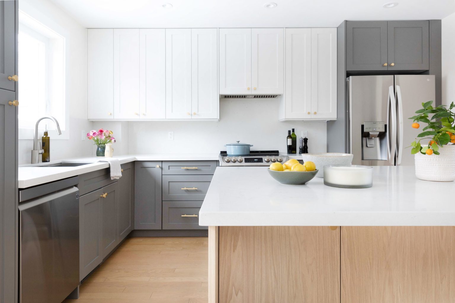 Brockton Village Toronto Home Renovation Kitchen Island White Cupboards