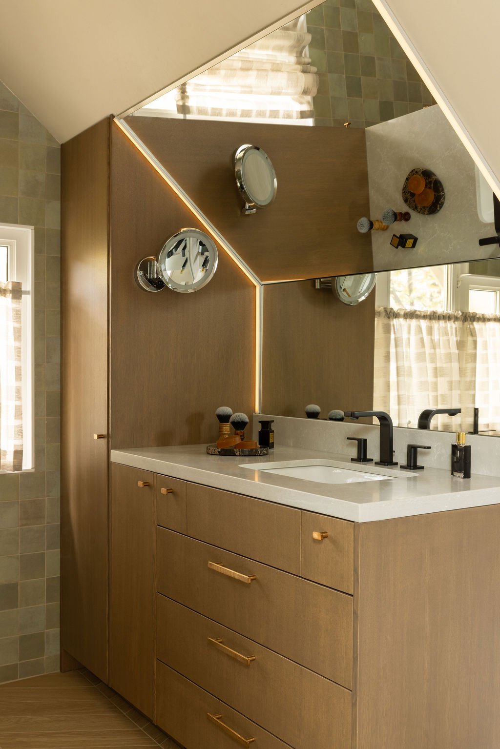 Toronto Bathroom Renovation with vaulted ceiling custom vanity