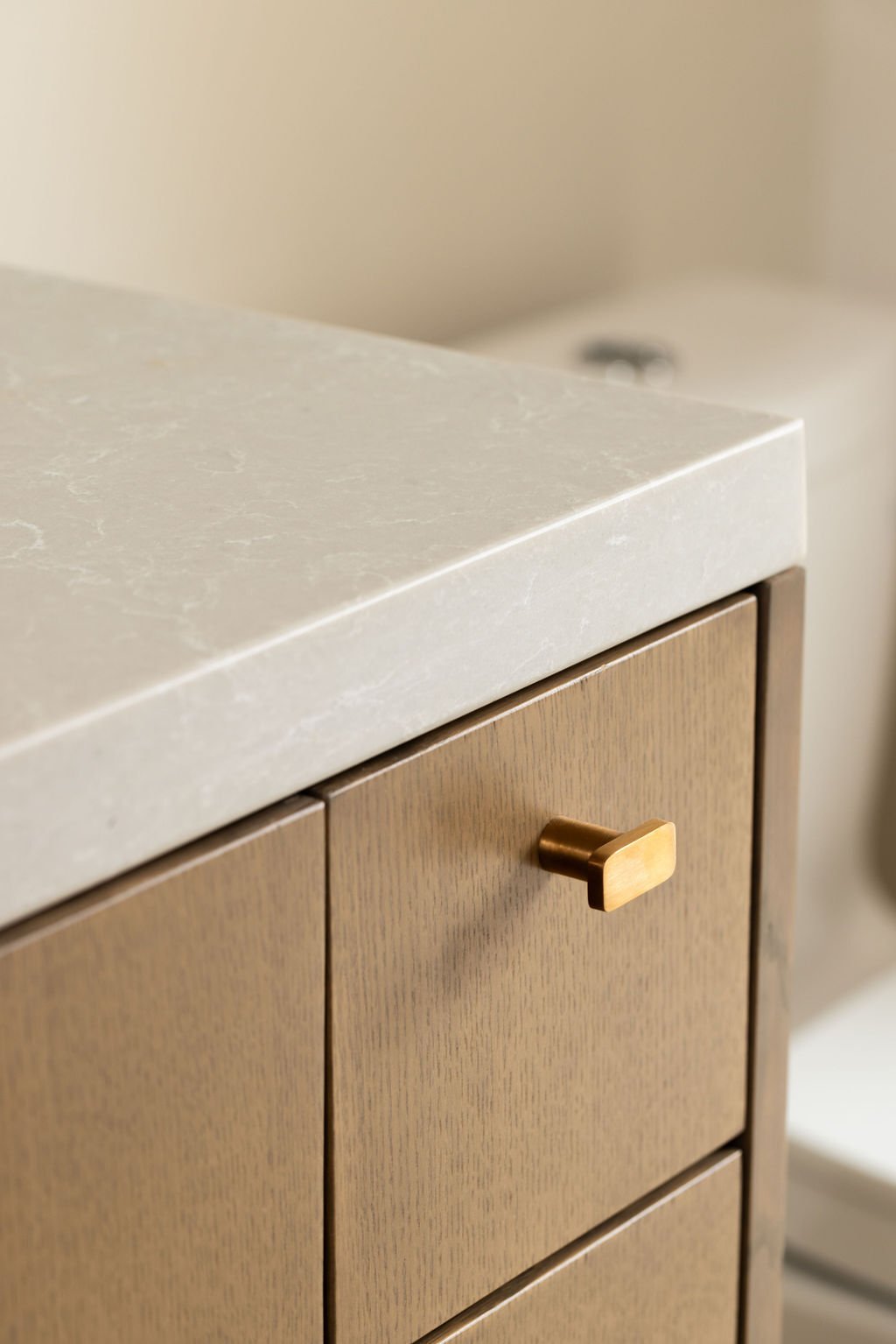 Toronto Bathroom Renovation Vanity with Gold Drawer Knobs