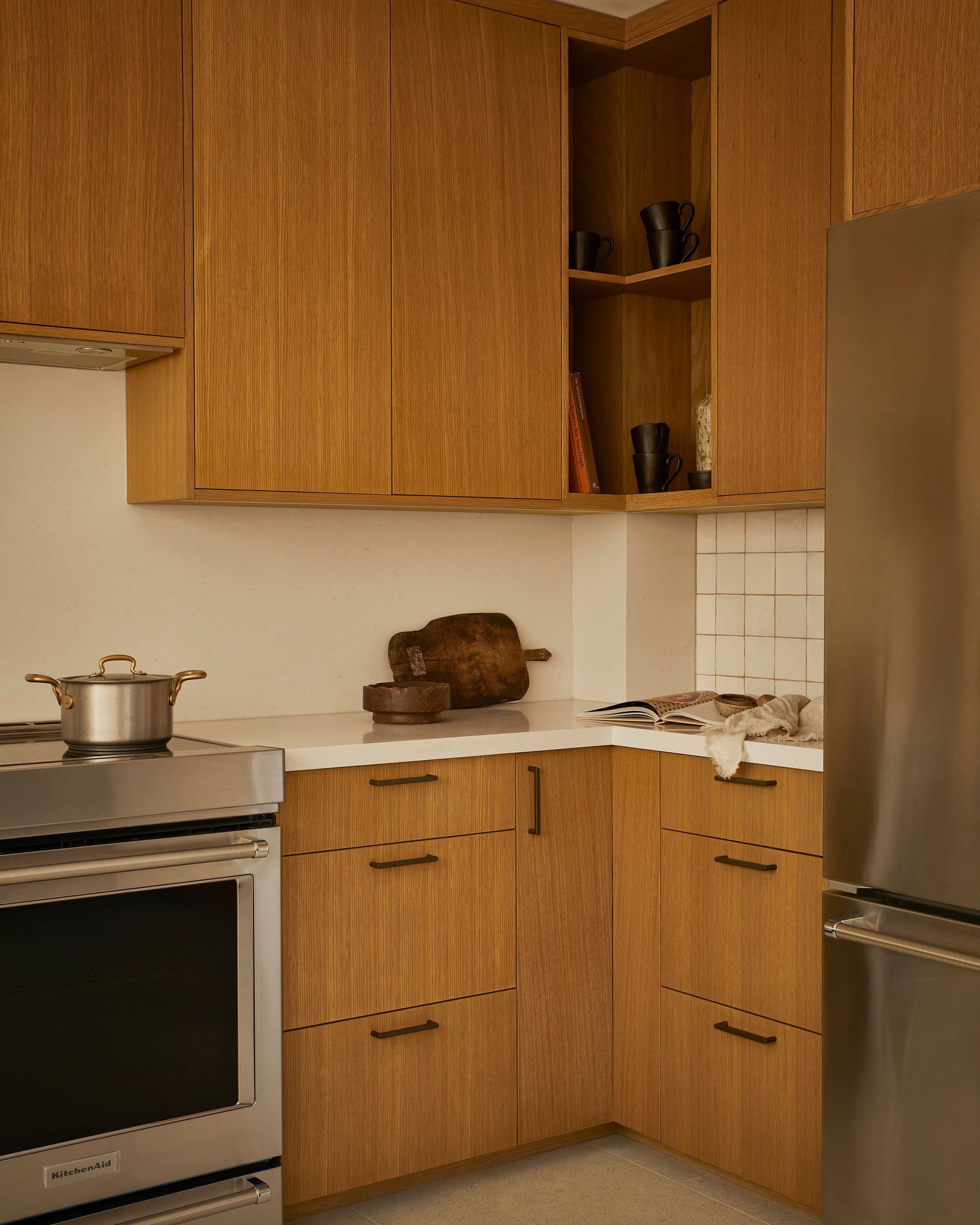 Westminster Toronto Kitchen Renovation in Multi-Unit White Tile Backsplash with Wood Cabinets