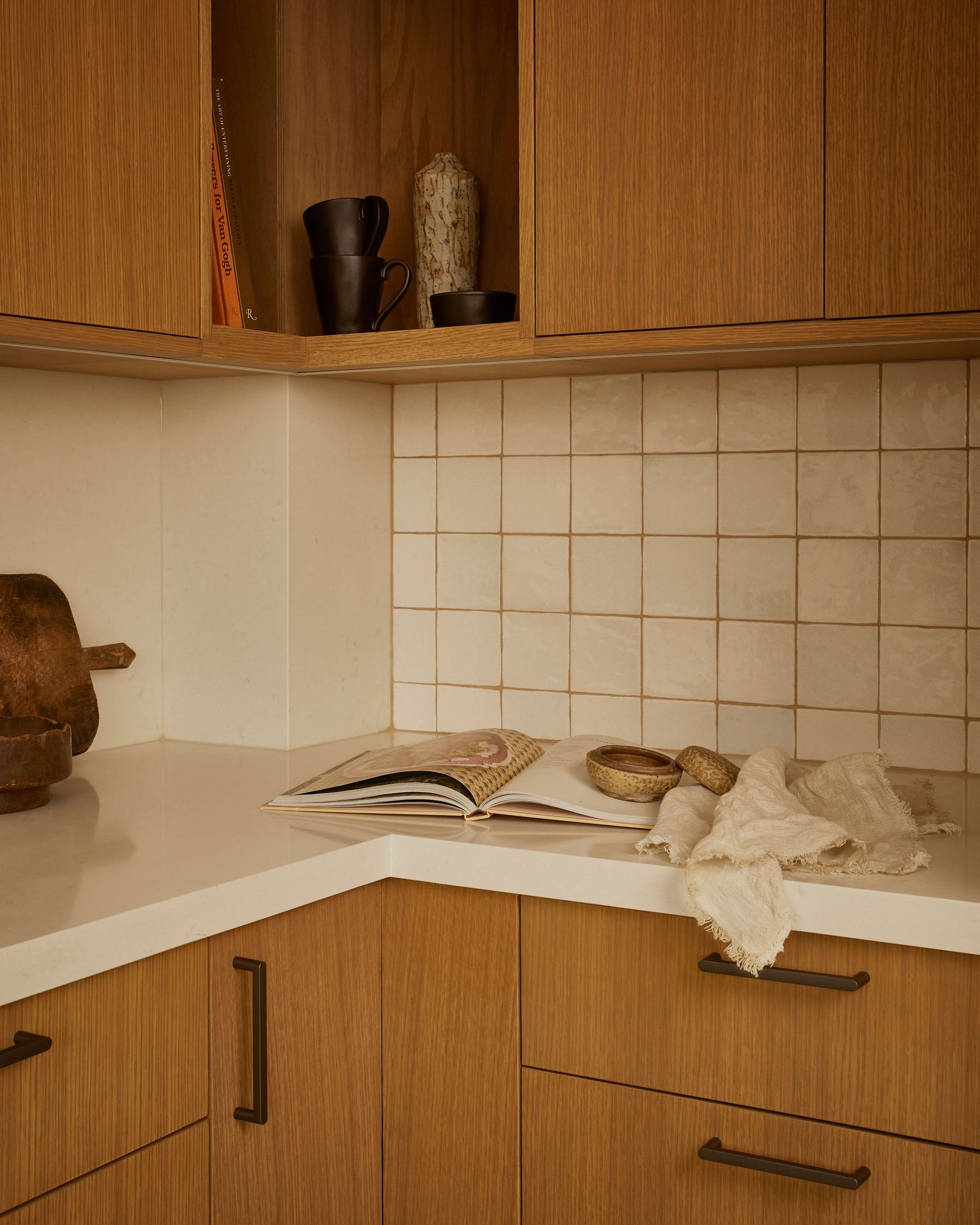 Westminster Toronto Kitchen Renovation in Multi-Unit White Tile Backsplash