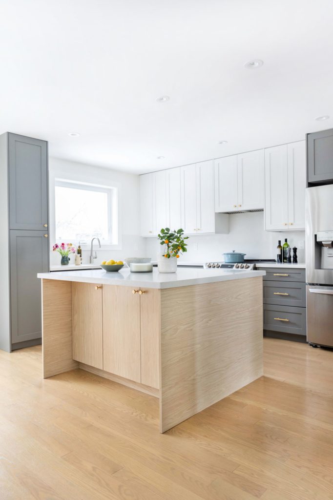 Brockton Village Toronto Home Renovation Kitchen Island White Cupboards