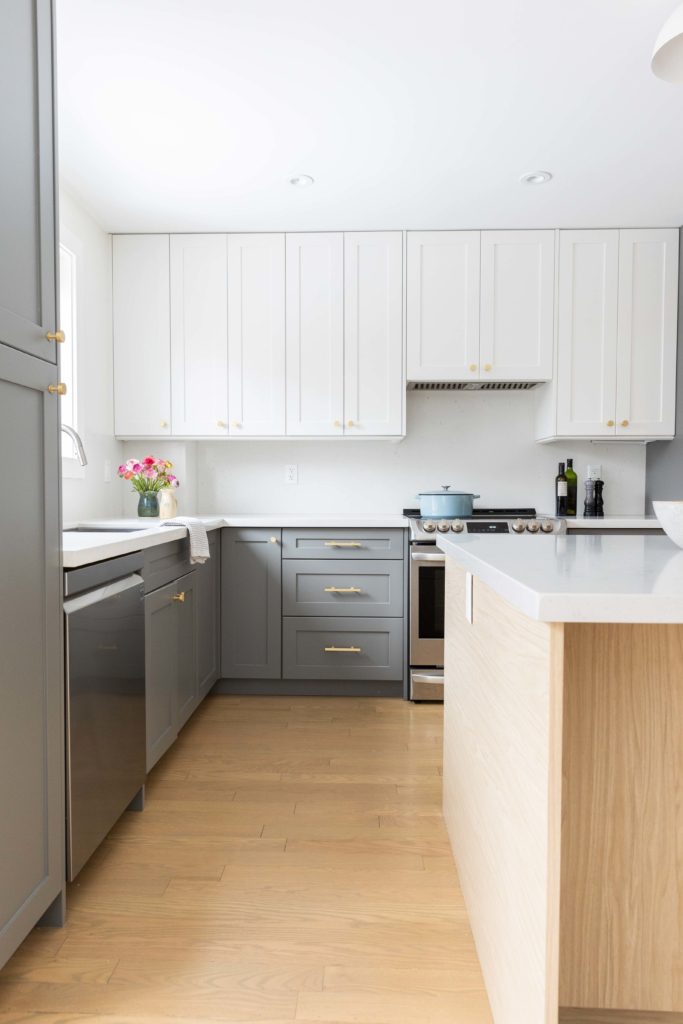 Brockton Village Toronto Home Renovation Kitchen Island White Cupboards